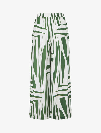 Pantalon ample élastiqué à imprimé graphique - Kaki - 2