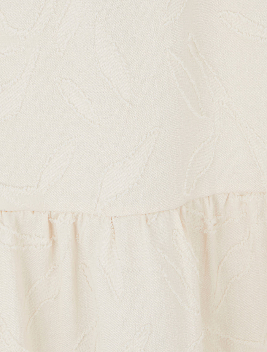 Jupe longue évasée en tissu texturé - Beige - 3