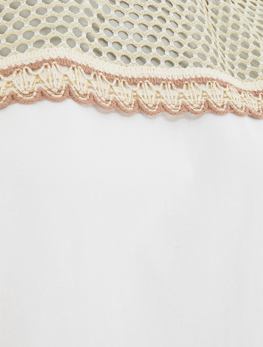 T-shirt fantaisie à épaules ajourées - Blanc - 3