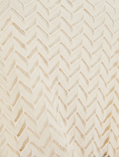 Top manches courtes en maille style chevron - Beige - 3