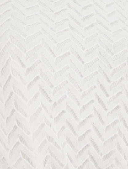 Top manches courtes en maille style chevron - Blanc - 3