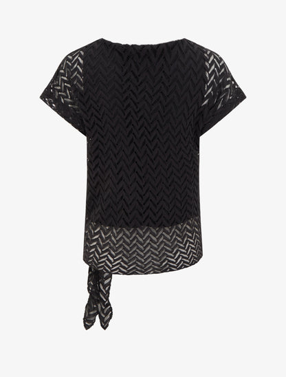 Top manches courtes en maille style chevron - Noir - 2