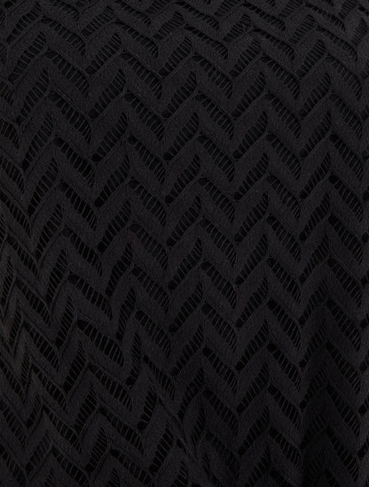 Top manches courtes en maille style chevron - Noir - 3