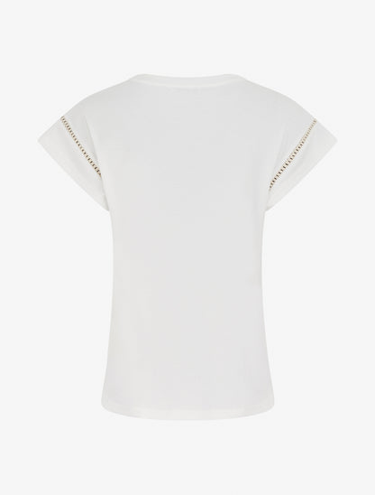 T-shirt manches courtes à palmier brodé - Blanc - 2