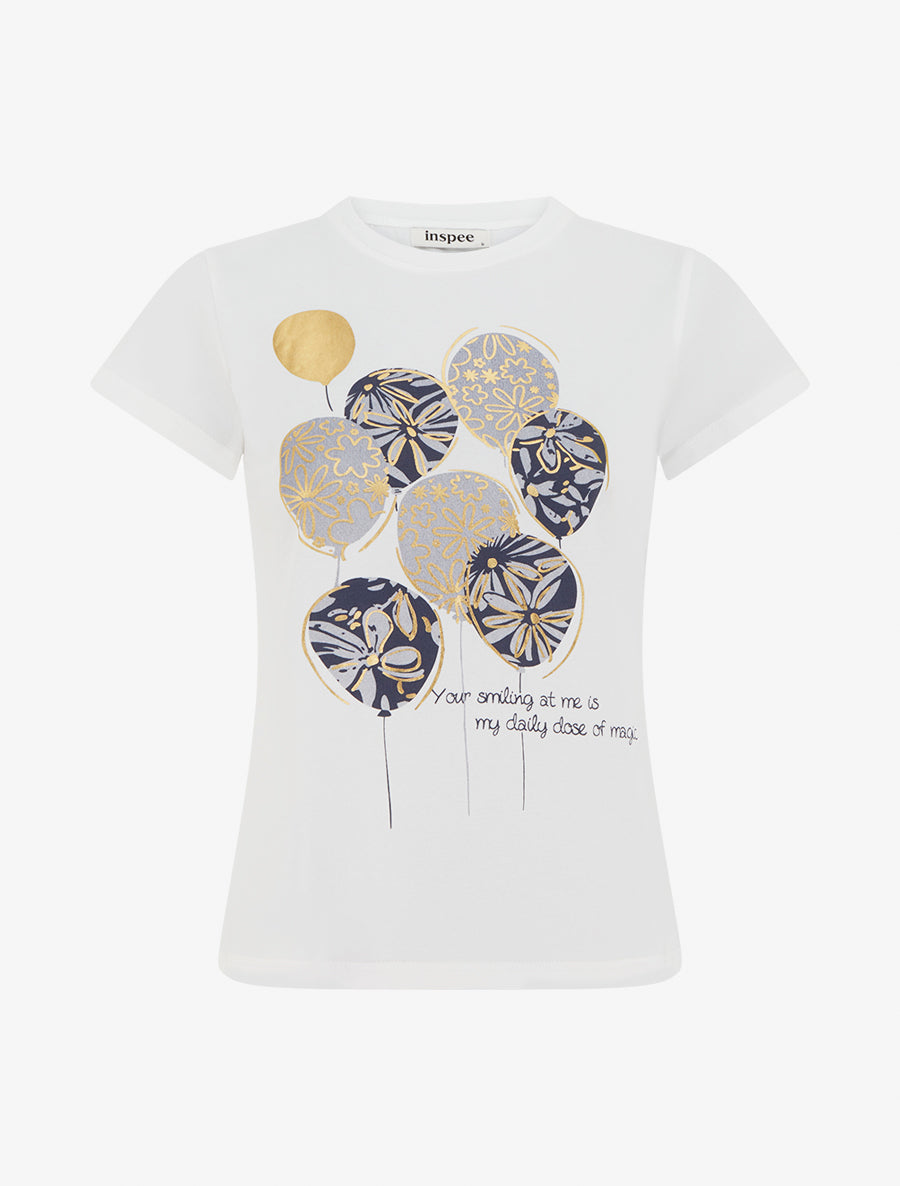 T-shirt à message et motif ballons de baudruche - Marine - 1