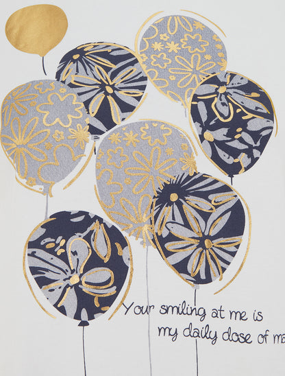 T-shirt à message et motif ballons de baudruche - Marine - 3