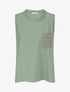 Top sans manches droit à poche en crochet - Kaki clair - 1