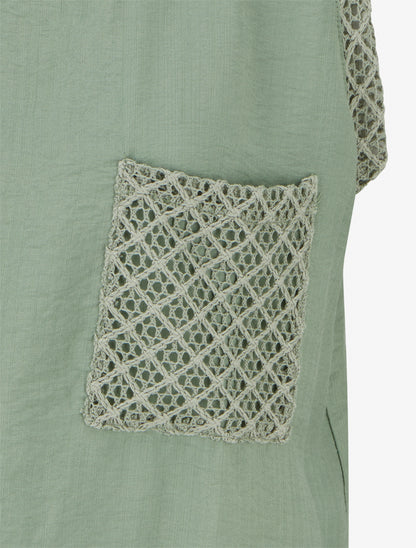 Top sans manches droit à poche en crochet - Kaki clair - 3