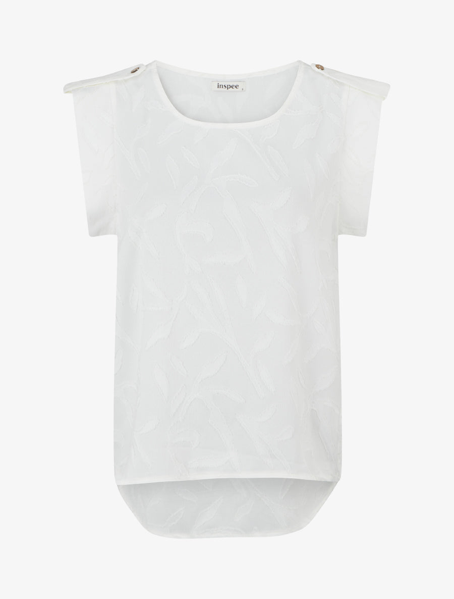 Top droit sans manches en tissu texturé - Blanc - 1