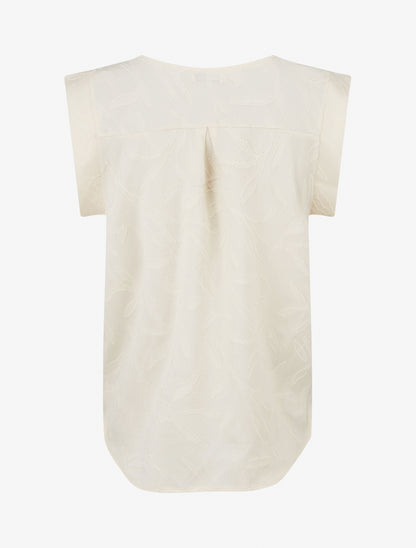 Top droit sans manches en tissu texturé - Beige - 2