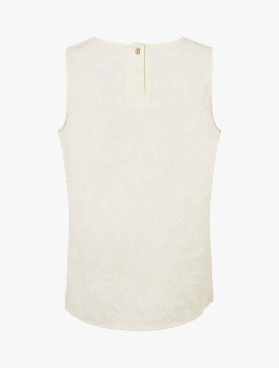 Top sans manches en tissu texturé - Beige clair - 2