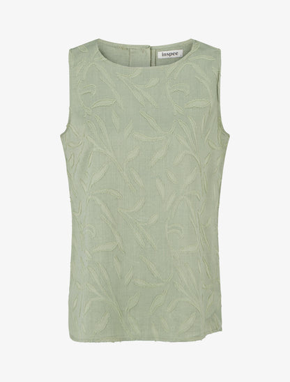 Top sans manches en tissu texturé - Vert olive - 1