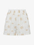 Short droit élastiqué à broderies fantaisies - Blanc - 1