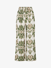 Pantalon ample taille haute imprimé arabesque - Kaki - 1