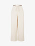 Pantalon ample uni à ceinture brodée - Beige - 1