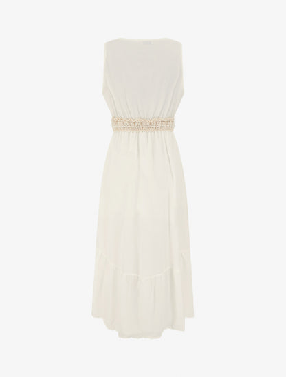 Robe longue à broderie motif cachemire - Écru - 2