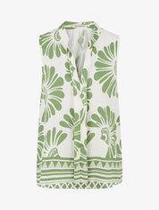 Top sans manches imprimé fleurs stylisées - Vert - 1