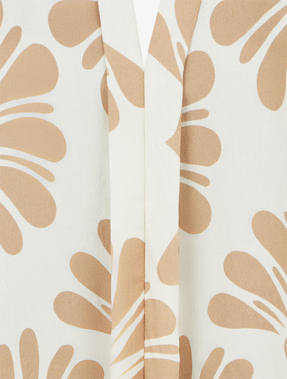 Top sans manches imprimé fleurs stylisées - Beige - 3