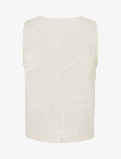 Gilet effet lin sans manches - Beige - 2