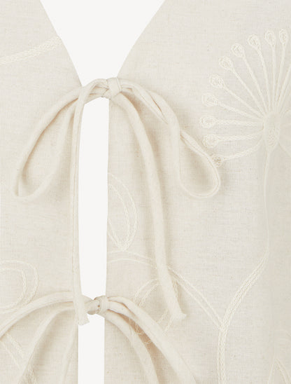 Gilet effet lin sans manches - Beige - 3