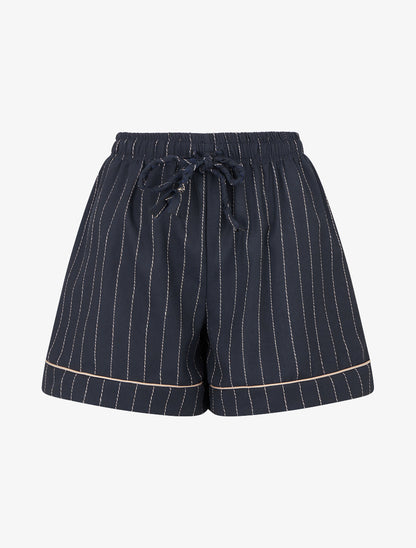 Short droit à fines rayures - Marine - 1