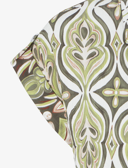 Chemise ample manches courtes à imprimé baroque - Kaki - 3
