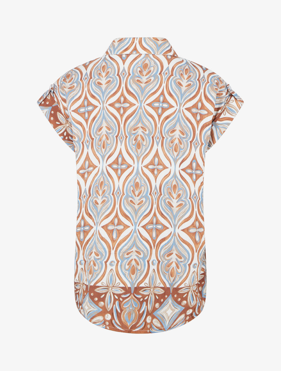 Chemise ample manches courtes à imprimé baroque - Camel - 2