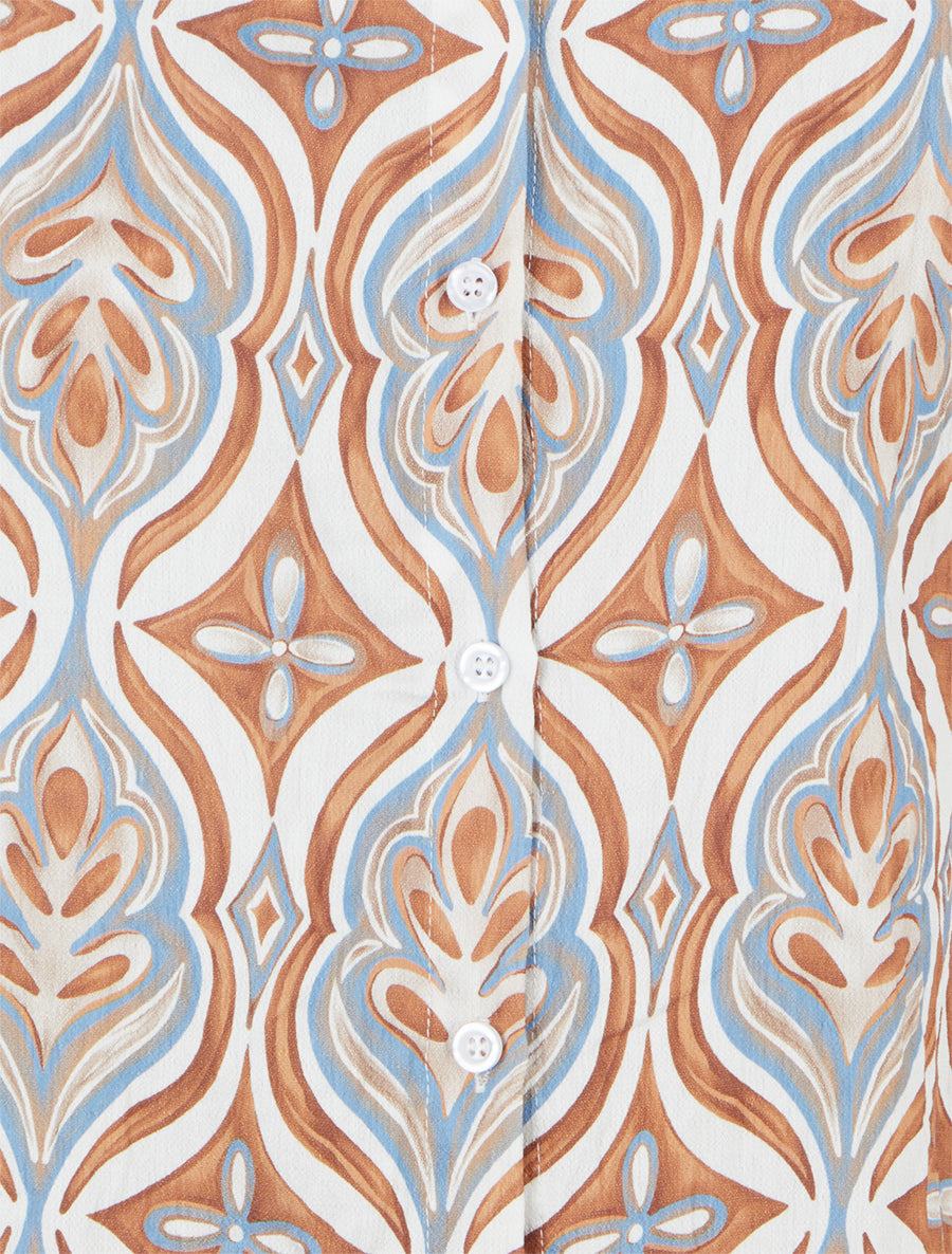 Chemise ample manches courtes à imprimé baroque - Camel - 3