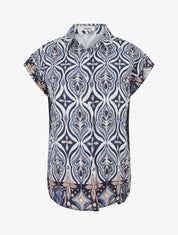 Chemise ample manches courtes à imprimé baroque - Marine - 1