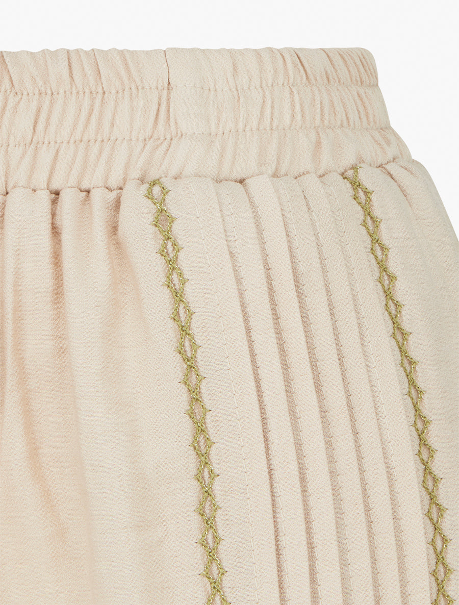 Pantalon ample à détail plissé - Beige - 3