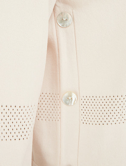 Pull fin à boutons décoratifs - Beige - 3