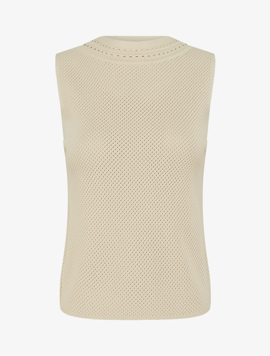 Débardeur en maille ajouré - Beige - 1