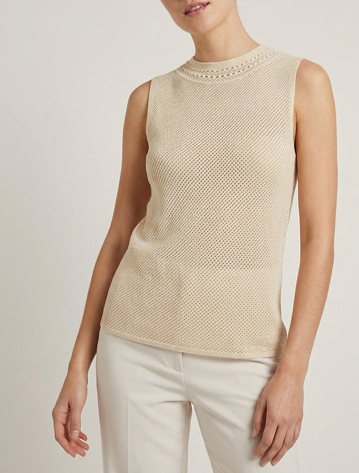 Lochstrick-Tanktop - Beige