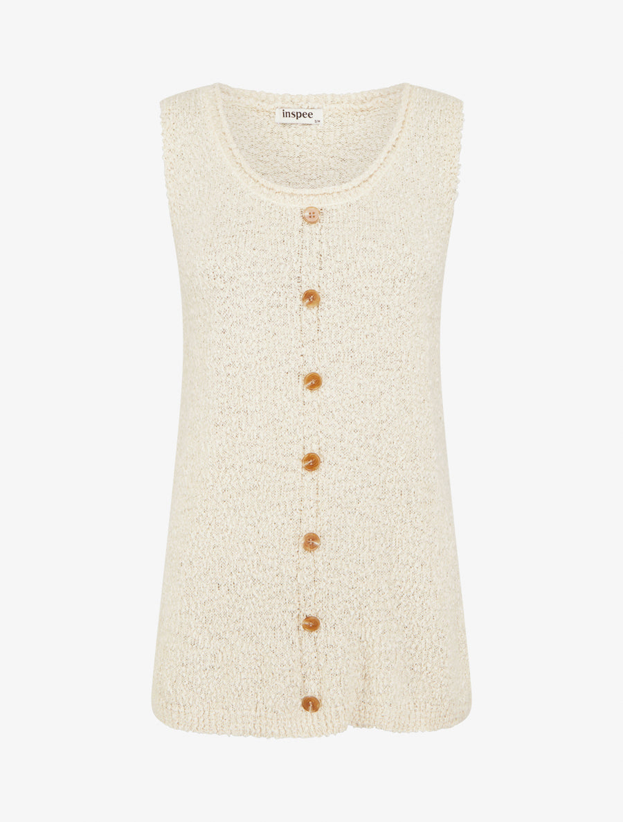 Débardeur en maille style peau de mouton - Écru - 1