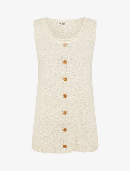 Débardeur en maille style peau de mouton - Écru - 1