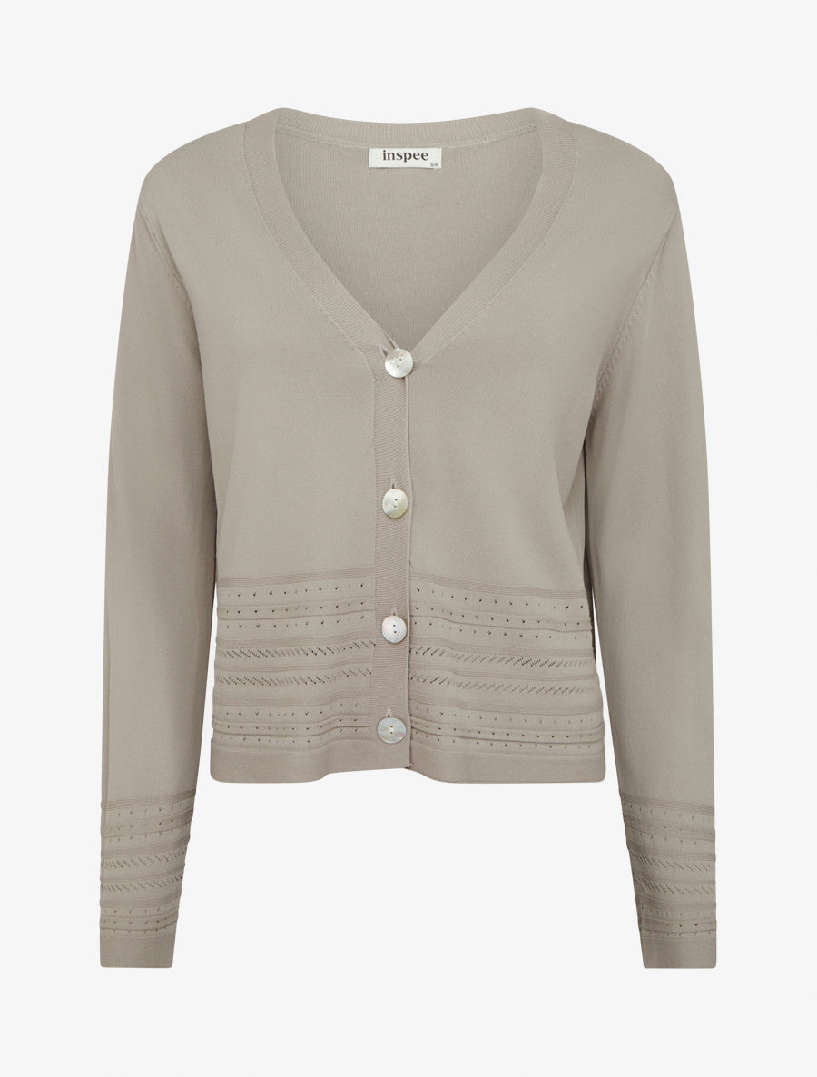 Gilet fin à col V - Taupe - 1