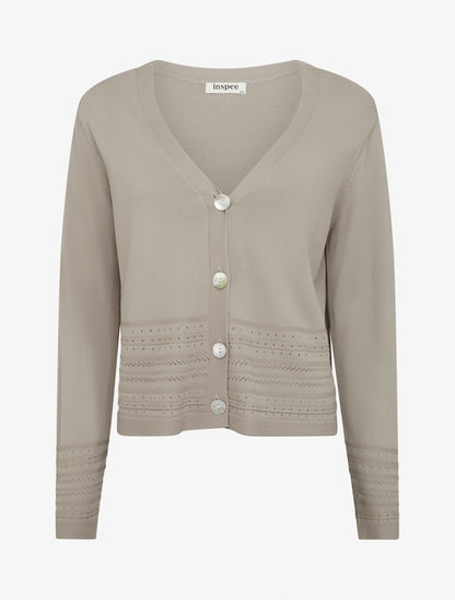 Gilet fin à col V - Taupe - 1