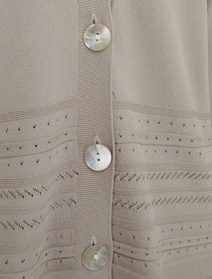 Gilet fin à col V - Taupe - 3