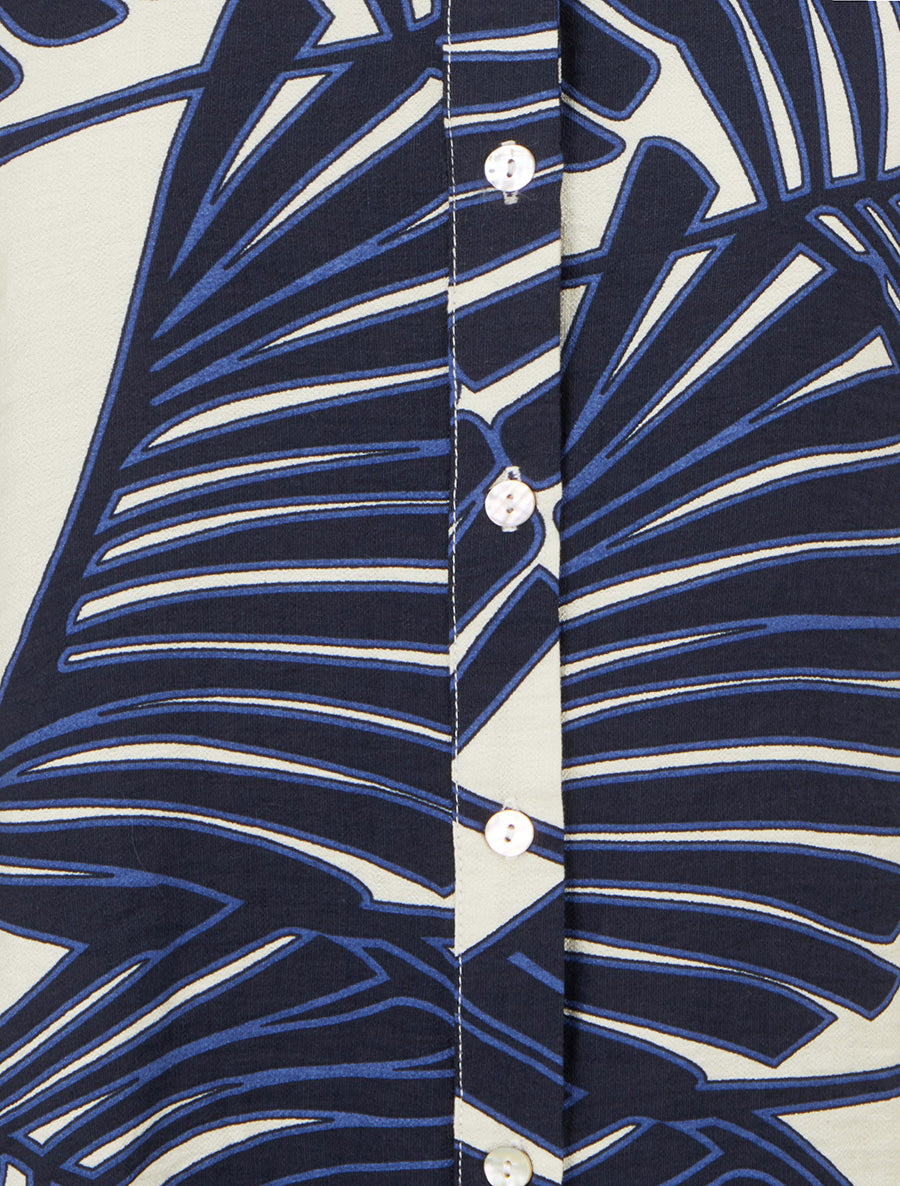 Chemise sans manches imprimé feuille de palmier - Marine - 3