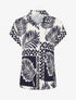 Chemise ample manches courtes imprimé feuilles tropicales - Marine - 1