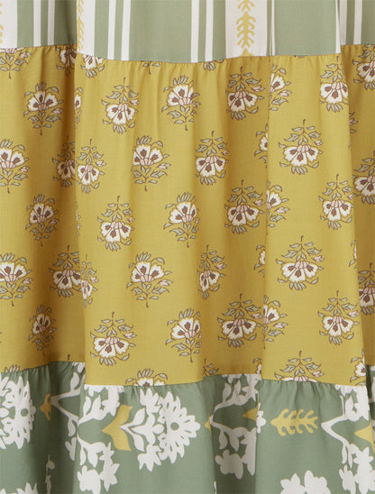 Jupe longue patchwork coupe évasée - Vert olive - 3