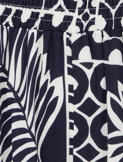 Pantalon ample imprimé feuille de palmier - Marine - 3