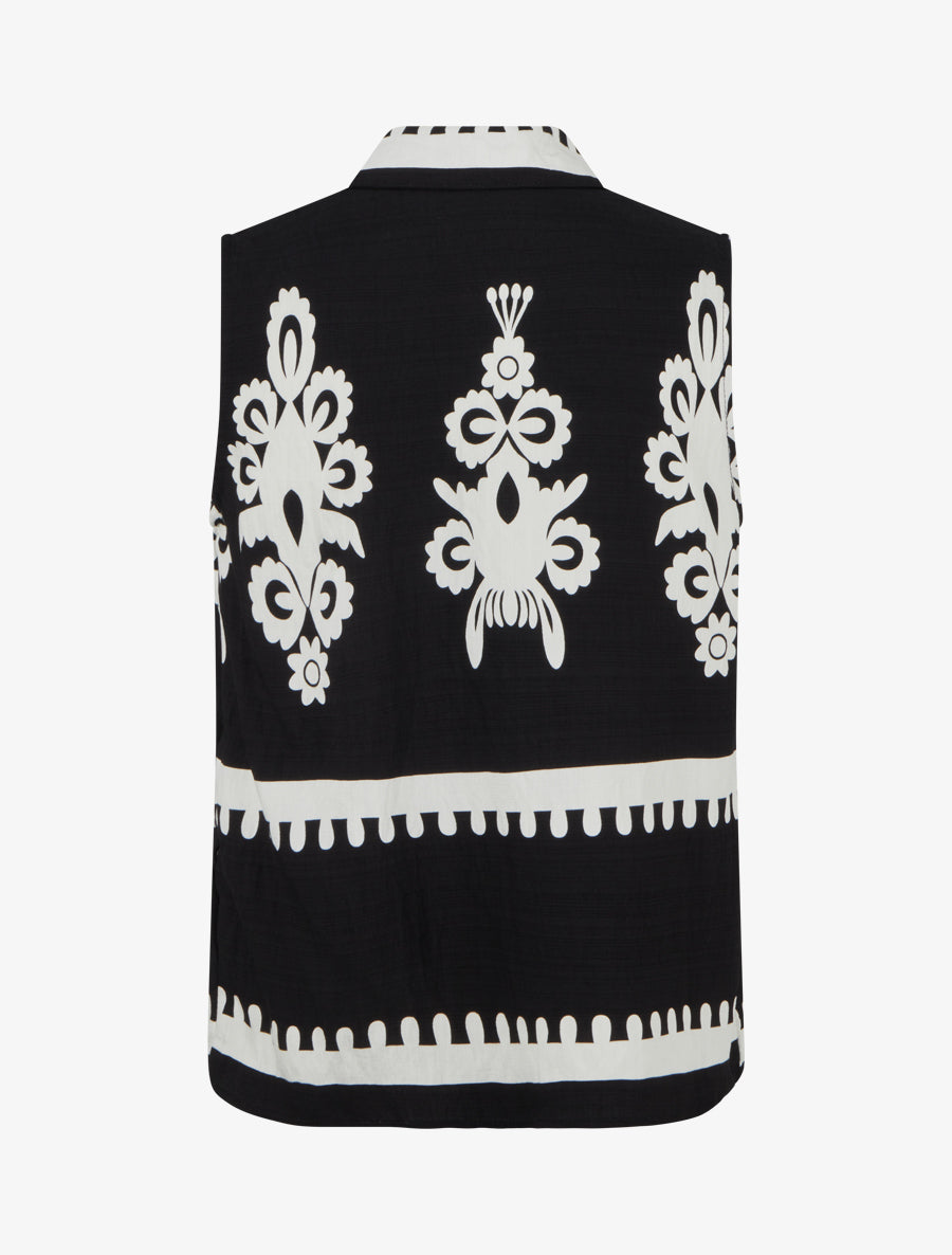 Chemise sans manches imprimé arabesques - Noir - 2