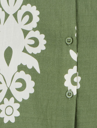 Chemise sans manches imprimé arabesques - Kaki - 3