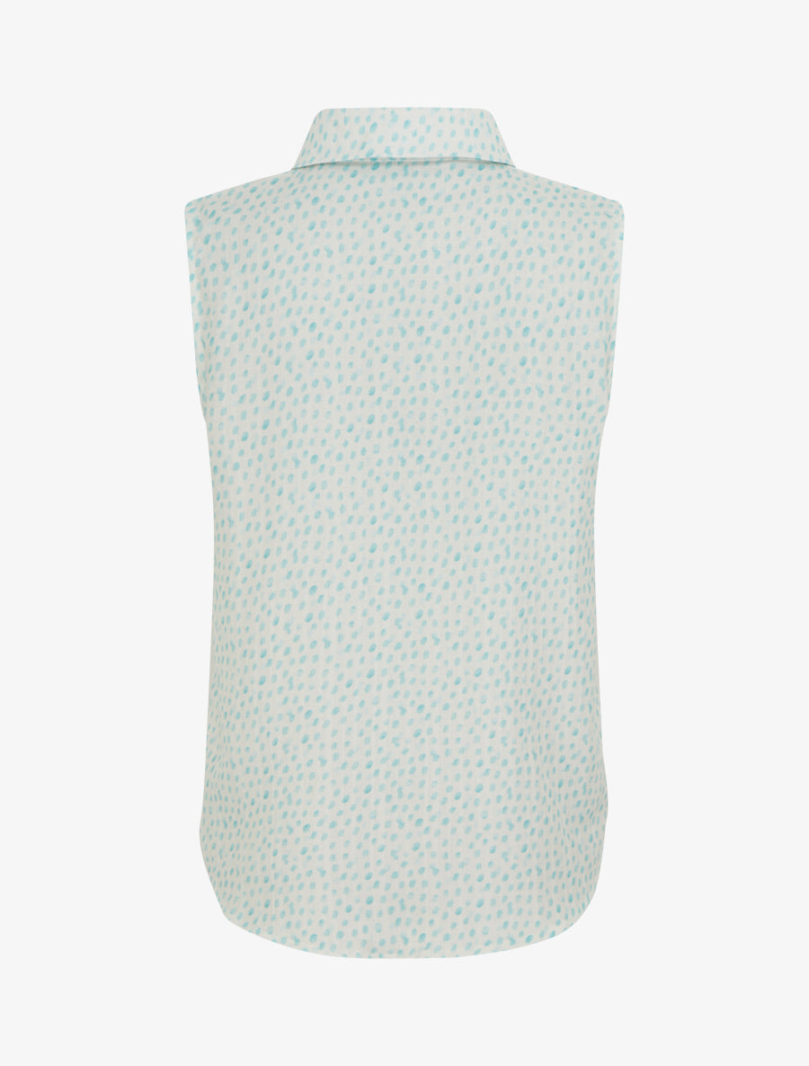 Top sans manches imprimé à pois - Turquoise - 2