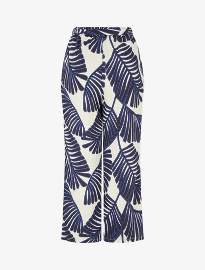 Pantalon droit motif feuillage - Marine - 2