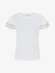 T-shirt manches courtes à détail broderies - Blanc - 1