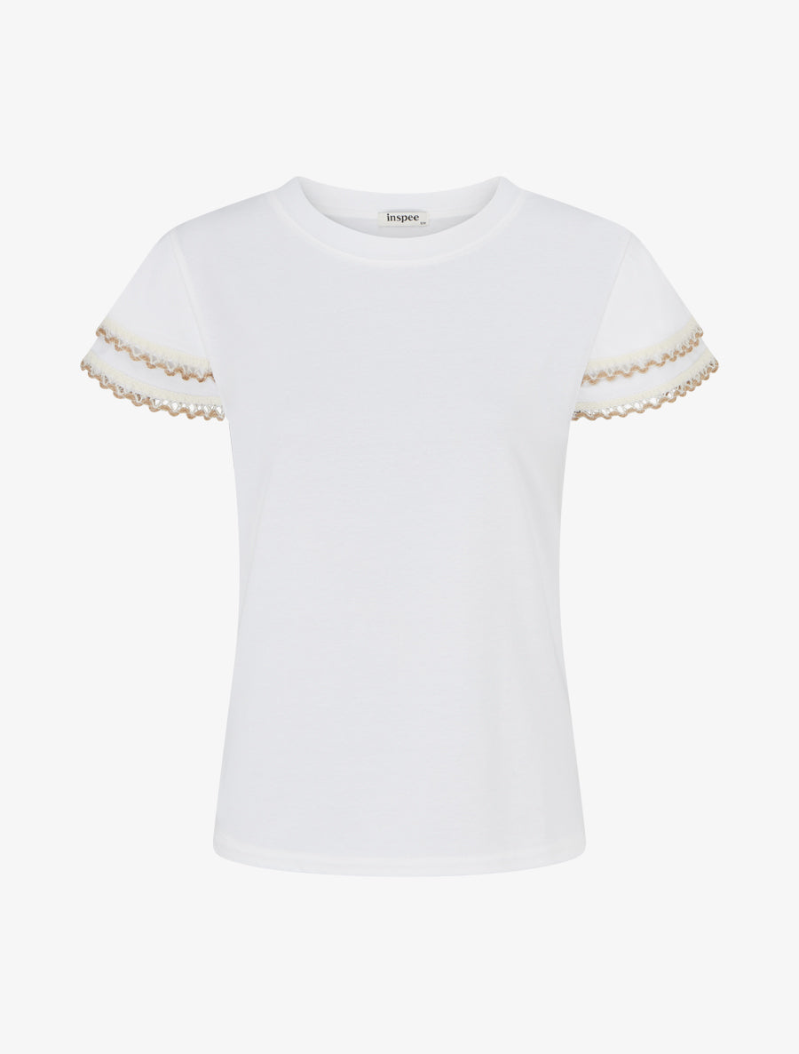T-shirt manches courtes à détail broderies - Blanc - 1