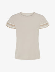 T-shirt manches courtes à détail broderies - Beige - 1