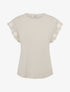 T-shirt uni à motif floral - Beige - 1